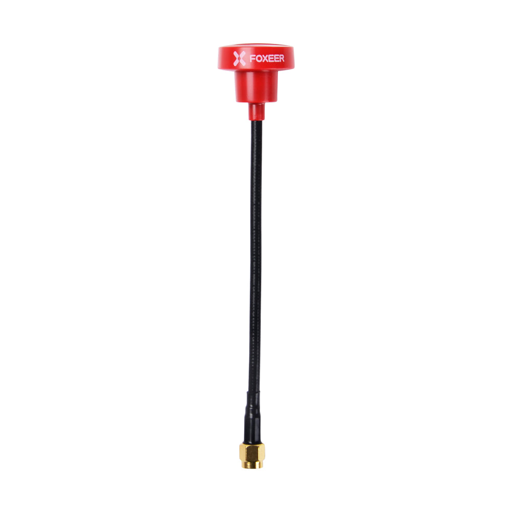 FOXEER Pagoda PRO 5.8G RHCP Omni FPV Antenna, FOXEER Pagoda PRO 5.8G FPV omni antenna with red cap, long coax cable, and gold SMA connector