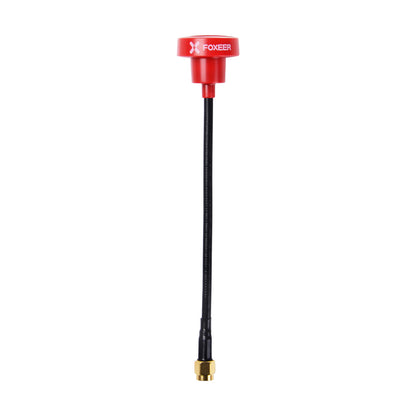 FOXEER Pagoda PRO 5.8G RHCP Omni FPV Antenna, FOXEER Pagoda PRO 5.8G FPV omni antenna with red cap, long coax cable, and gold SMA connector
