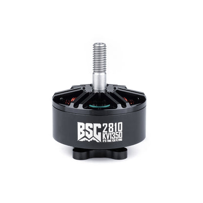MAD BSC2810 V1.0 FPV Drone Motor, MAD BSC2810 brushless FPV drone motor with threaded shaft, black housing, and KV1350 label