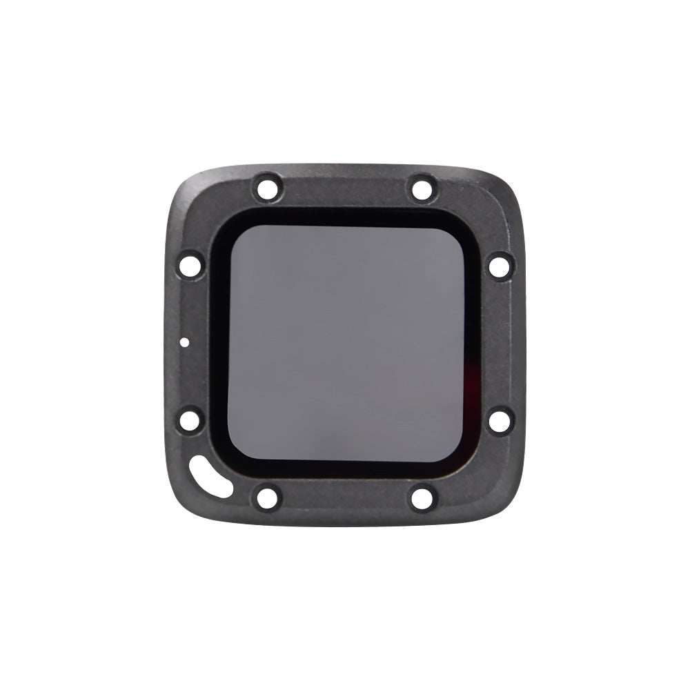 ND8/ND16 ND Filter, Square ND8/ND16 neutral density filter glass in a black mounting frame with multiple screw holes