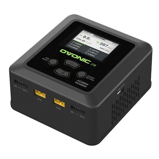 Ovonic X1 Pro dual-channel smart balance RC battery charger with LCD screen and dual XT60 outputs