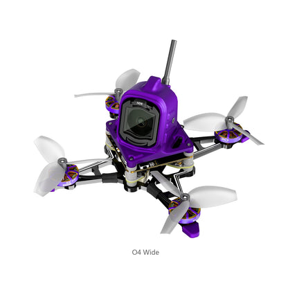 Firefly16 1S Nano Baby V3 O4 Wide tiny FPV drone with purple canopy, ND8 lens, and four props