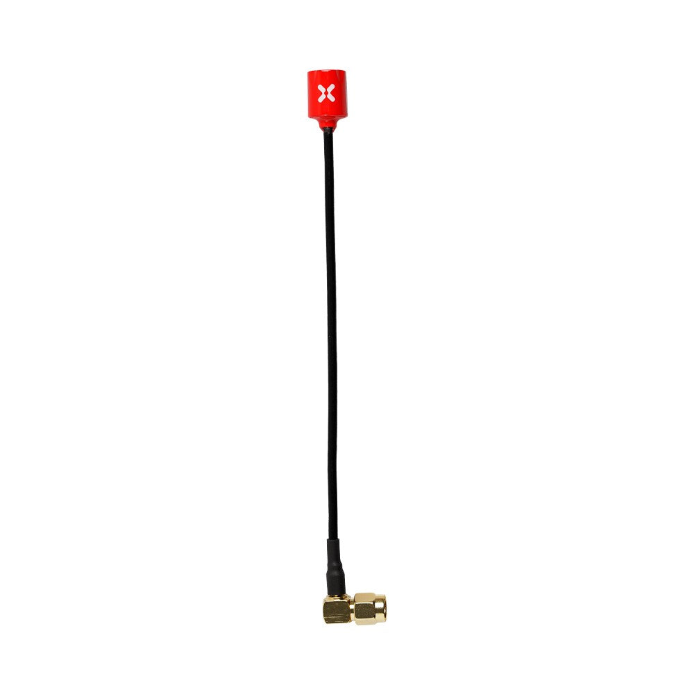 Foxeer Micro Lollipop FPV omni antenna with red cap, 15cm black coax lead and right-angle SMA connector