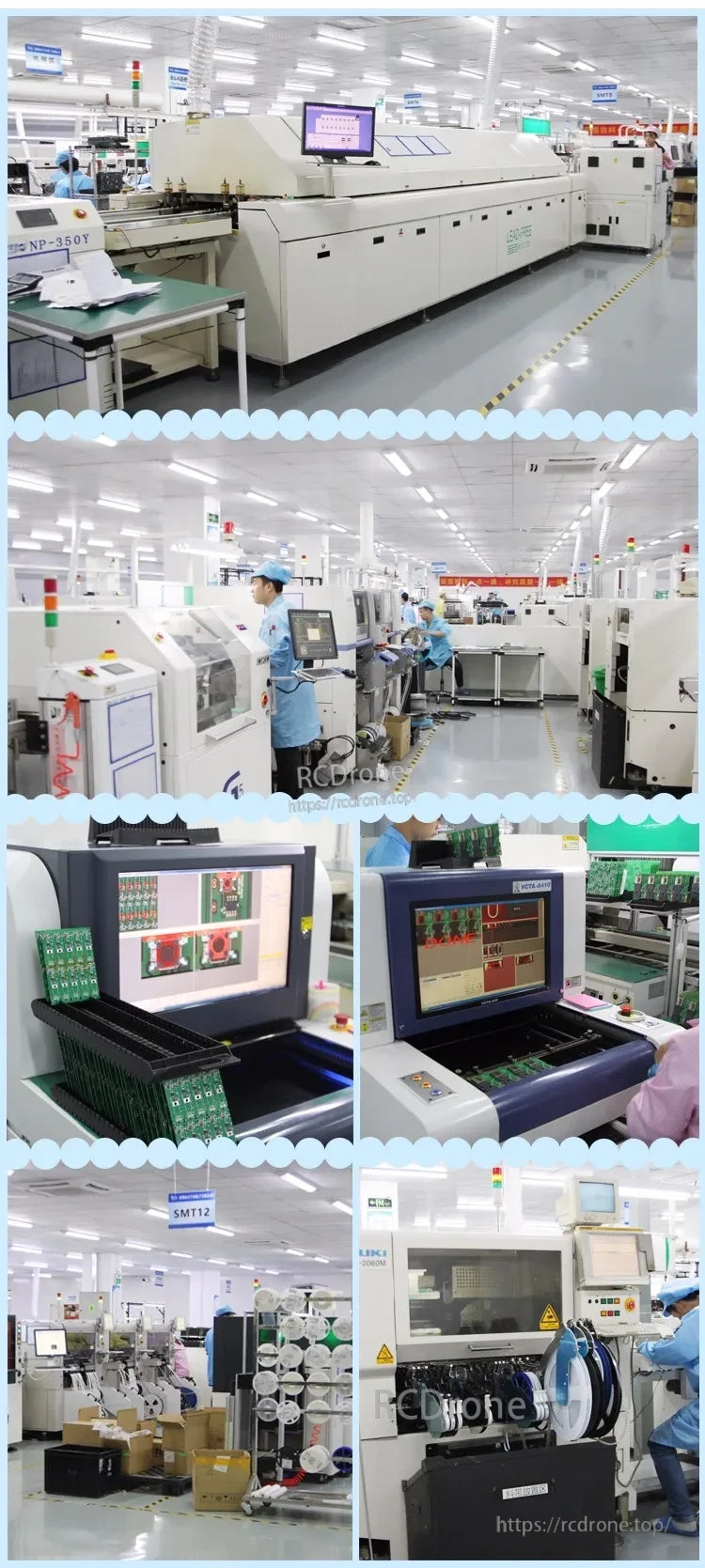 Electronics production line and test equipment used for PCB assembly and inspection
