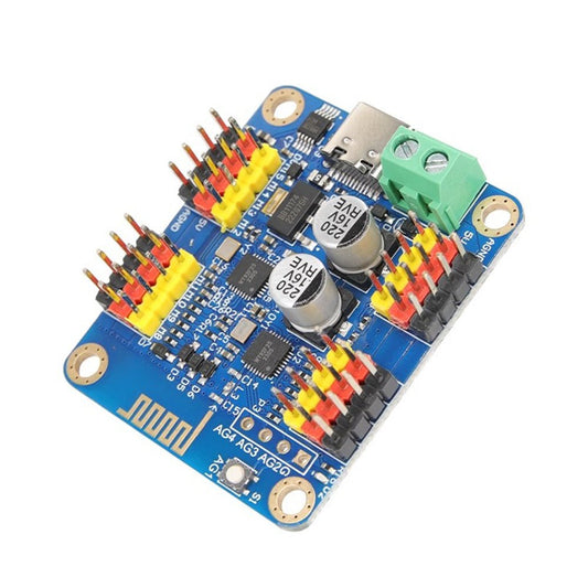 16-Channel Bluetooth PWM servo driver board with micro USB port, screw terminal, and 3‑pin headers