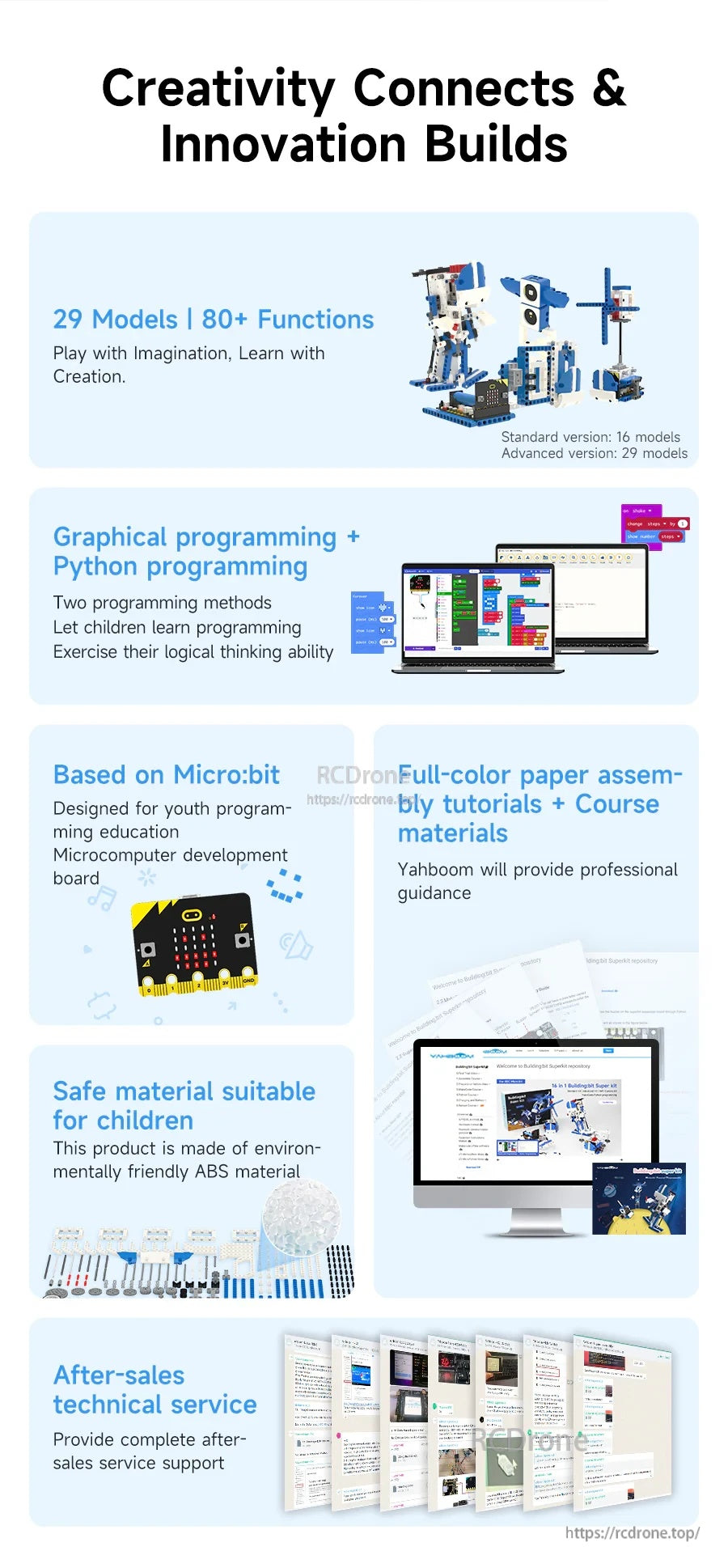 Yahboom Building:bit Super Kit box and sample builds for micro:bit robotics and coding projects (age 8+)