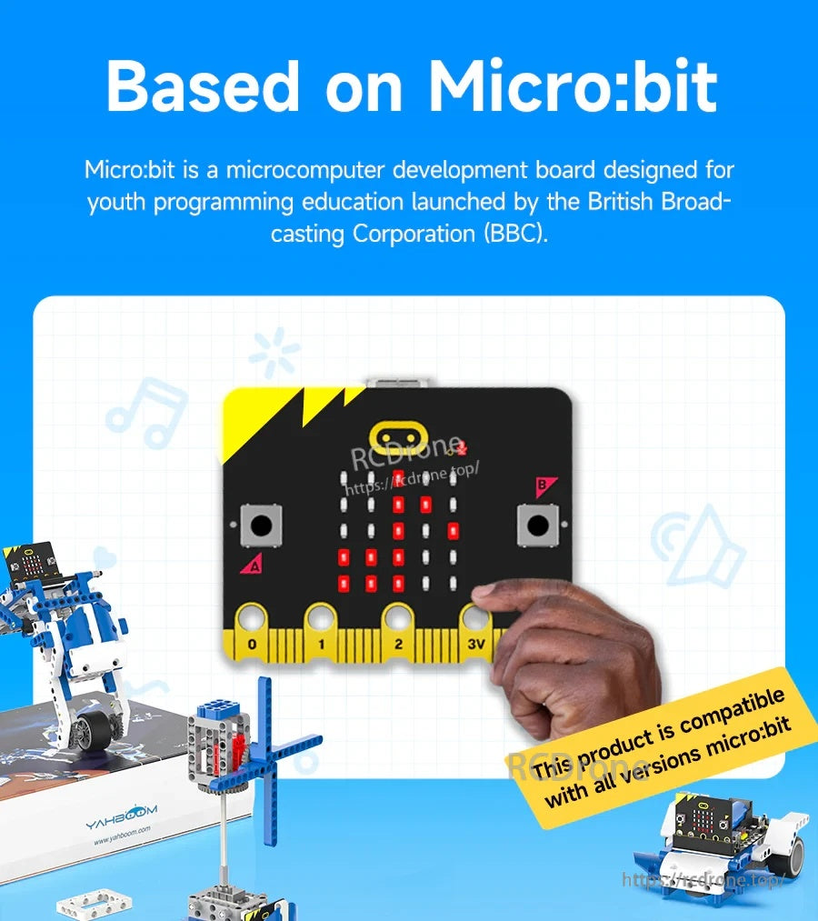 Feature overview: model count, MakeCode + Python programming, micro:bit based design, ABS material, support