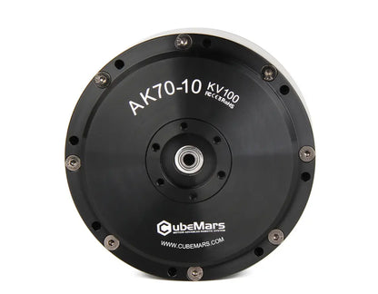 CubeMars AK70-10 KV100 actuator: 24/48V, 8.3Nm torque, CAN/UART interface.