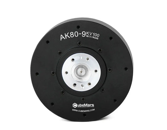 The CubeMars AK80-9 KV100 is a compact, high-performance robotic actuator with 9Nm torque, 48V, 9:1 gear ratio, ideal for robotics and exoskeletons.