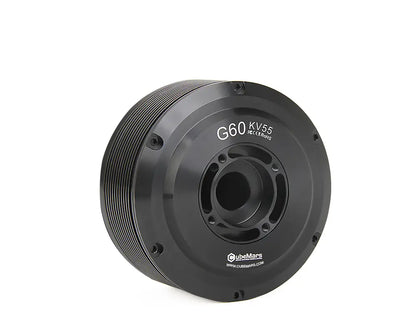 CubeMars G60 KV25 KV55 Gimbal Motor, CubeMars G60 KV55 gimbal motor: 24V, 0.6Nm torque, 1.75Nm peak, hollow shaft, 0.01° accuracy, FOC control.