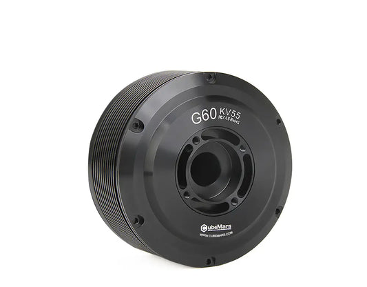 CubeMars G60 KV25 KV55 Gimbal Motor, CubeMars G60 KV55 gimbal motor: 24V, 0.6Nm torque, 1.75Nm peak, hollow shaft, 0.01° accuracy, FOC control.