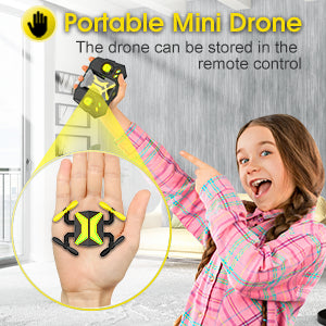 poridble mini drone the drone can be stored in the remote 