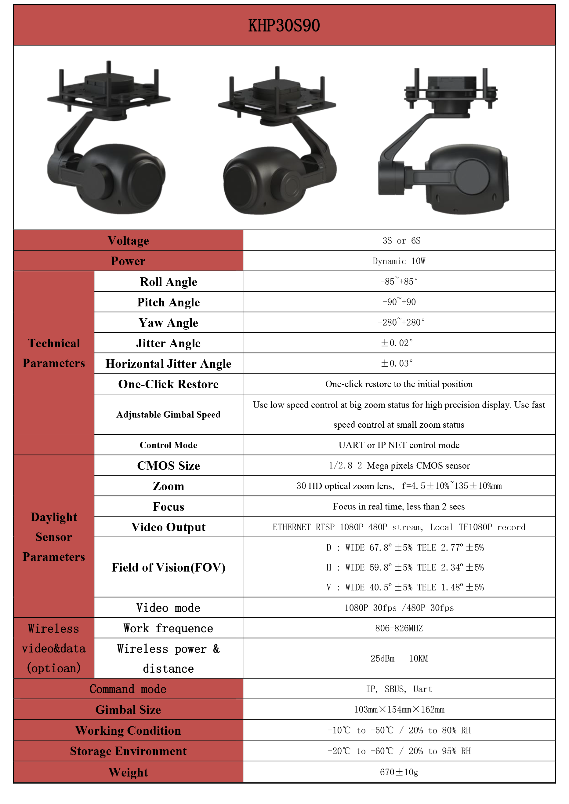 TOPOTEK KHP30S90 Drone Camera Gimbal - 1080P 30x Optical Zoom Camera + 3-axis IP/HDMI Gimbal 5 TOPOTEK KHP30S90 Drone Camera Gimbal, Drone camera gimbal with 1080P resolution, 30x optical zoom, and 3-axis stabilization for smooth video capture.