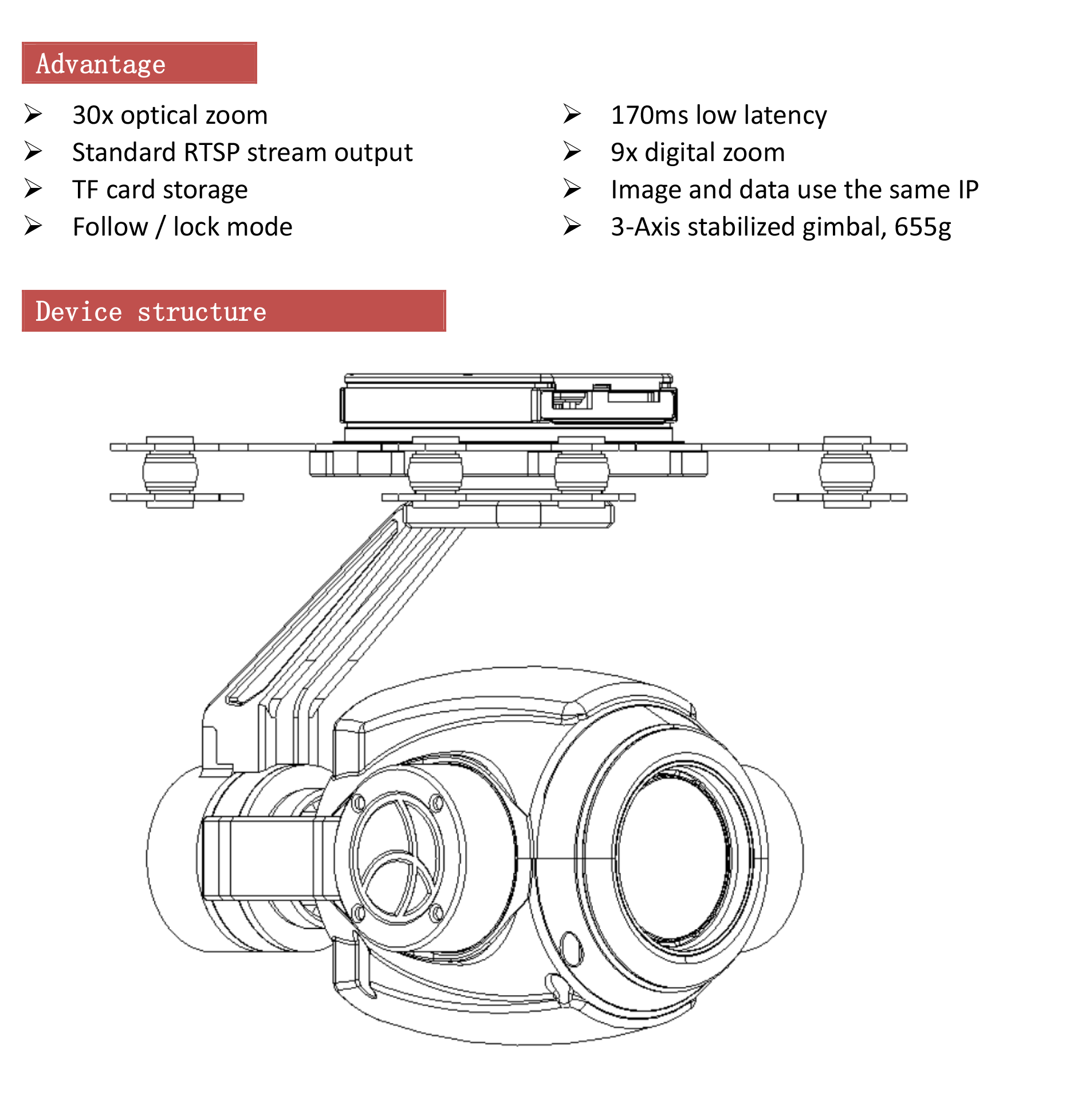 TOPOTEK KIP30S90 EO Gimbal Camera - 30x Optical Zoom + 3-Axis Stabilized Gimbal IP Output for UAV Drone 5 TOPOTEK KIP30S90 EO Gimbal, Simplifies network config, reducing hardware needs.