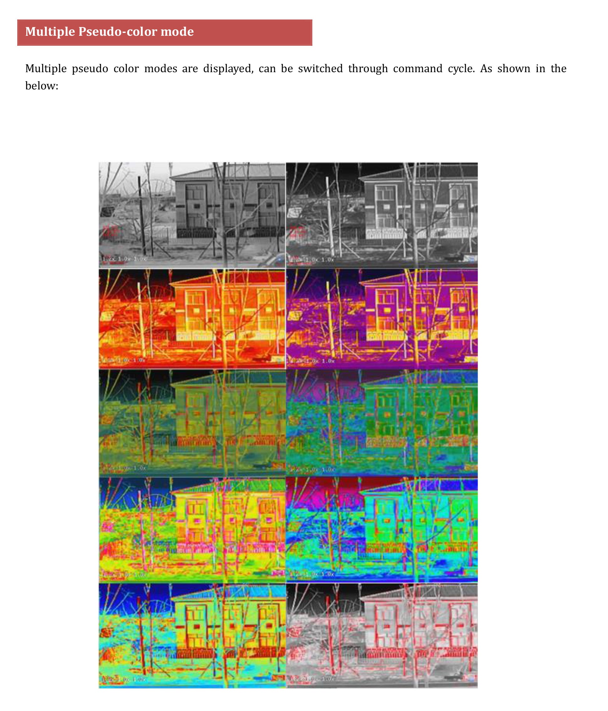TOPOTEK KHP20A12 Dual Light Drone Gimbal, Experience multiple pseudo-color modes with adjustable display options via command controls.