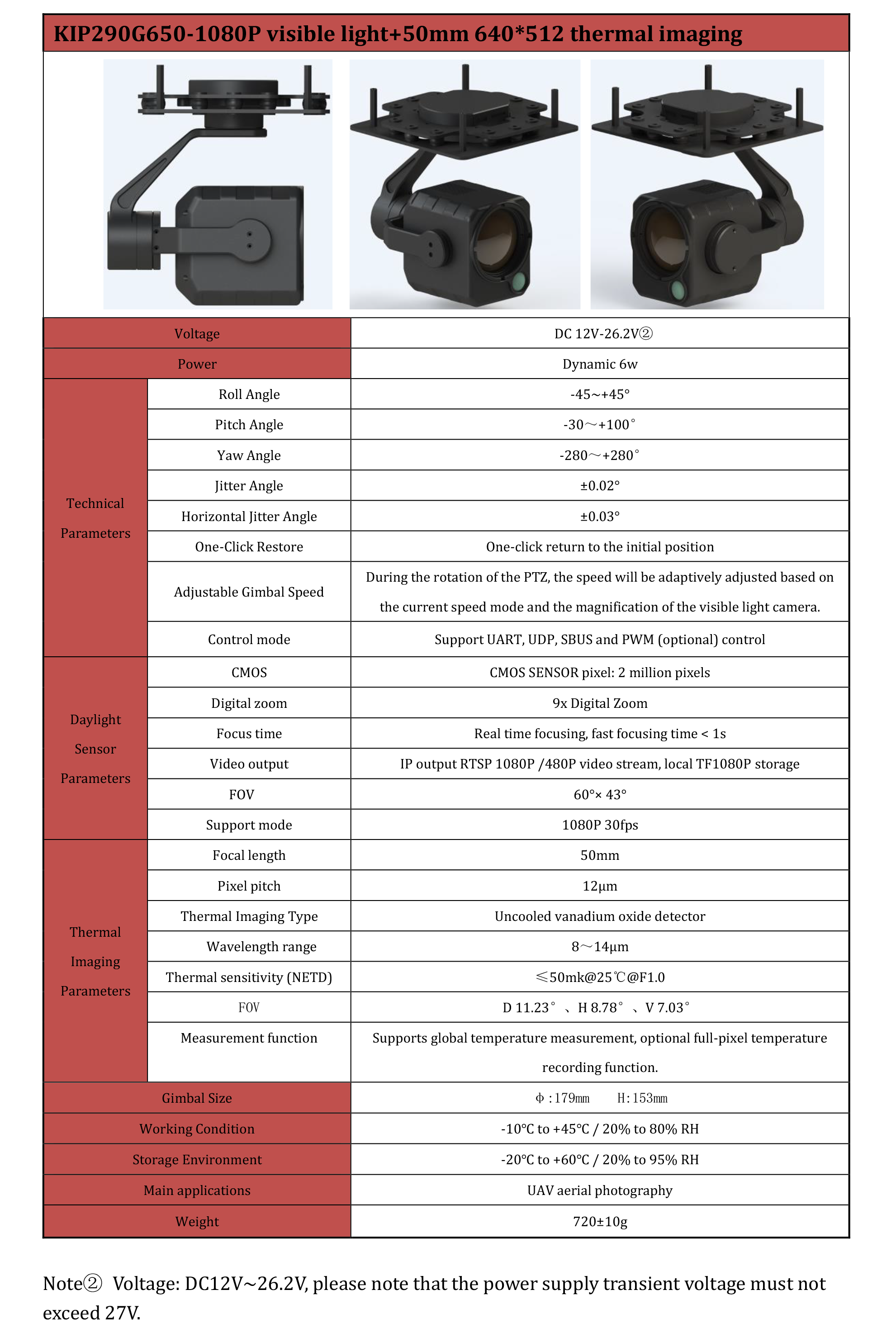 TOPOTEK KIP290G650 Dual Light Drone Gimbal, High-tech drone camera with visible light and thermal imaging capabilities.