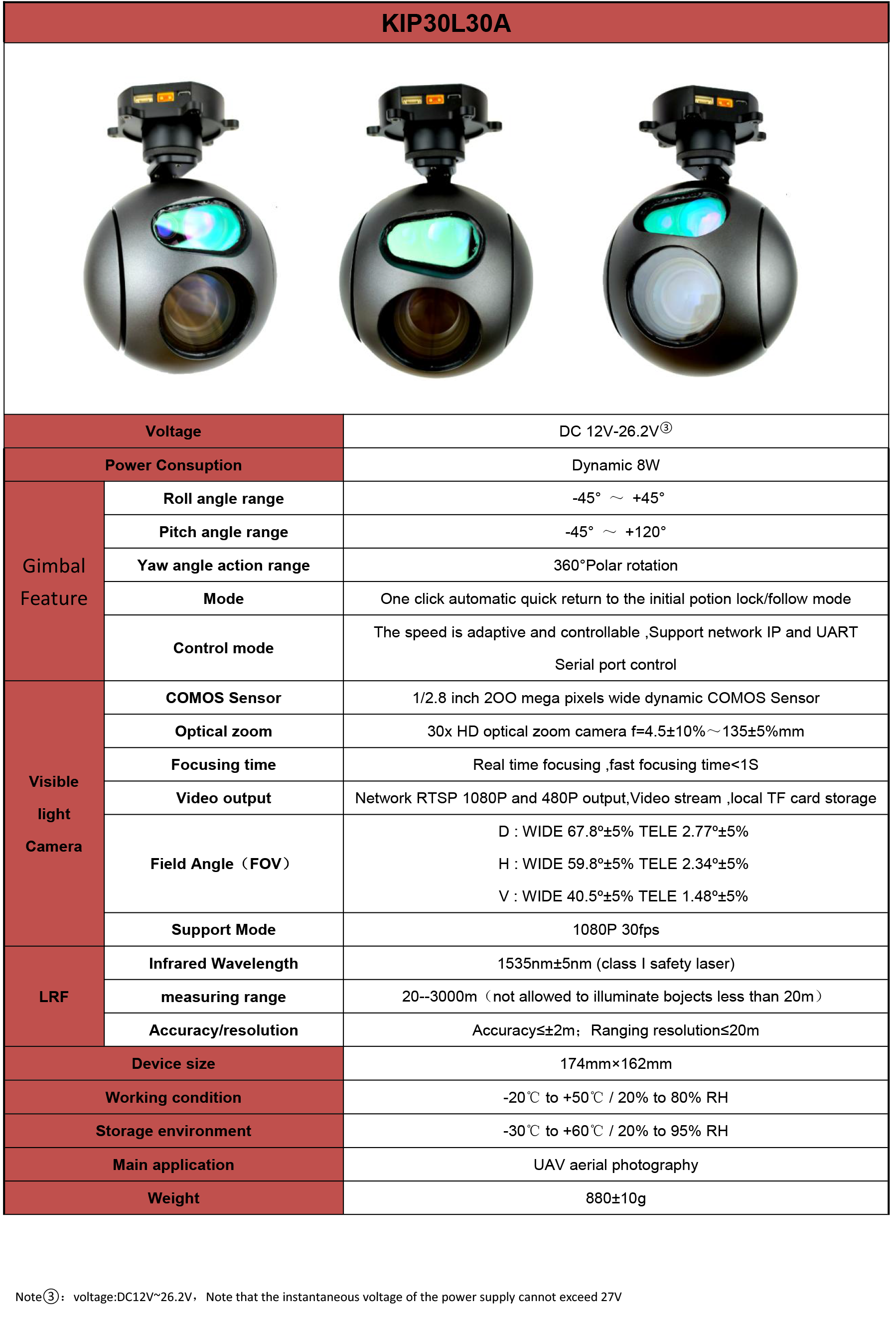 TOPOTEK KIP30L30A Dual Light Drone Gimbal, Advanced drone gimbal with high-quality camera and precise control for aerial photography and surveying.