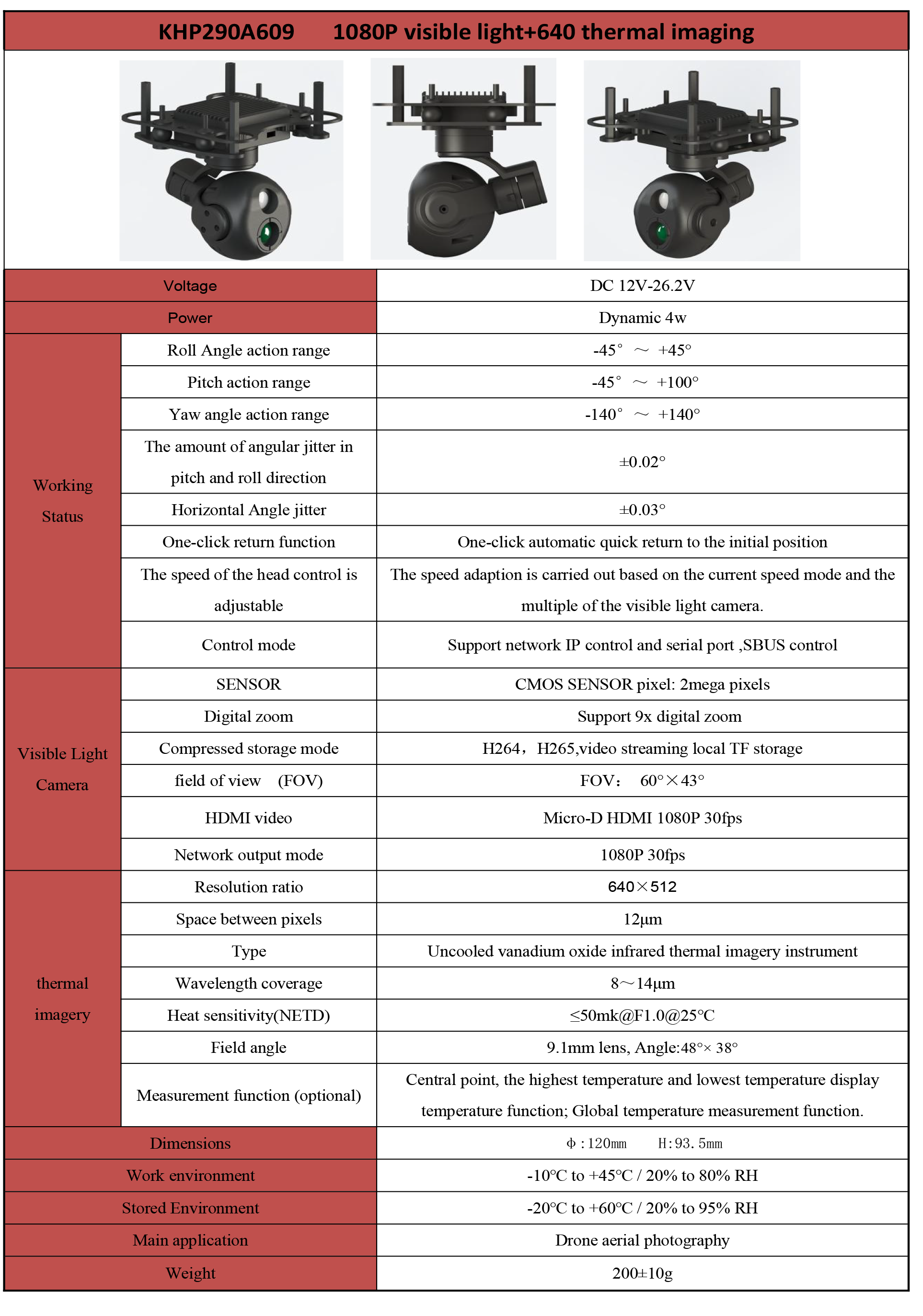 TOPOTEK KHP290A609 Dual Light Drone Gimbal, Advanced drone gimbal with dual light and thermal imaging capabilities.