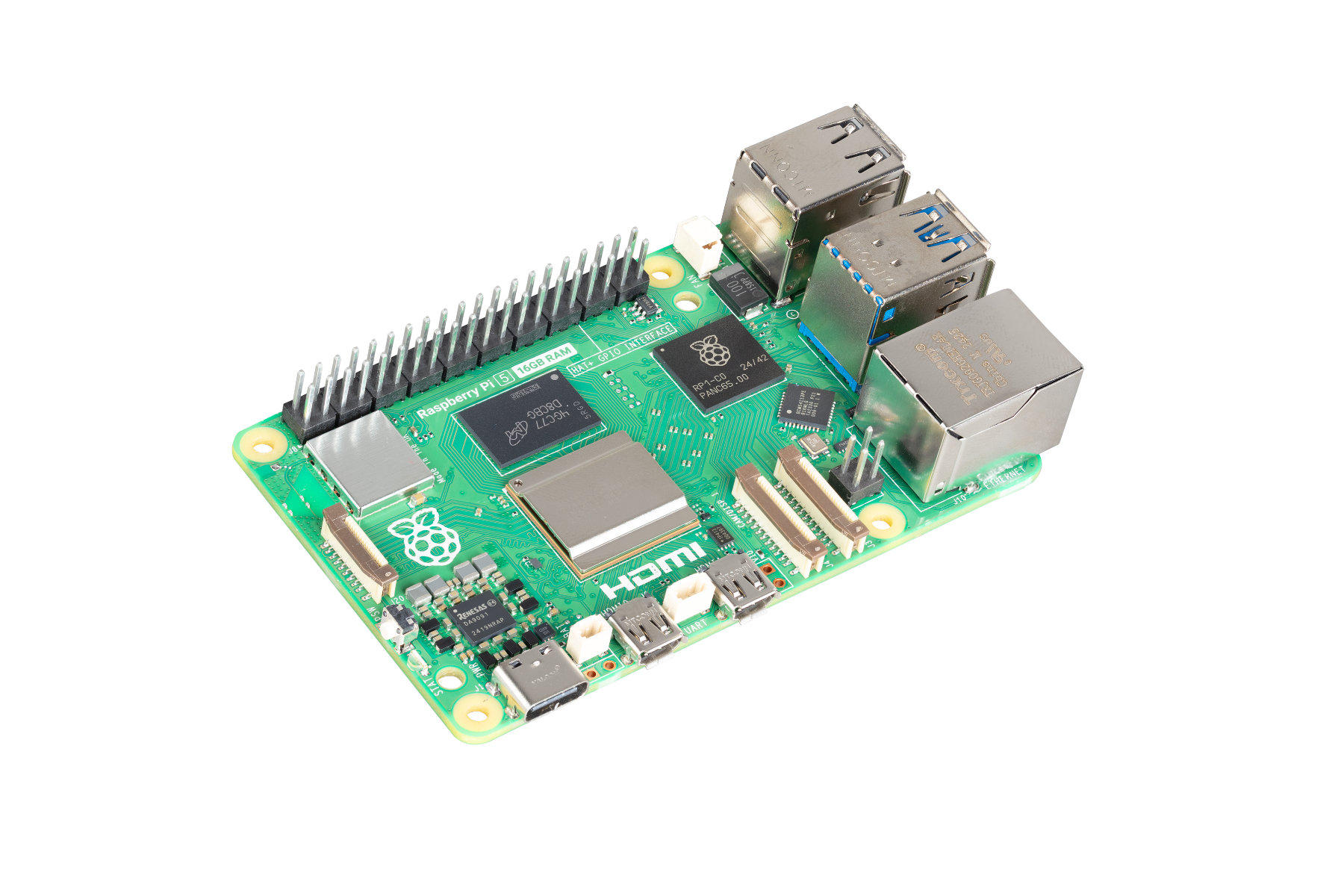 Raspberry Pi 5 16GB Development Computer, 2.4GHz Cortex‑A76, VideoCore VII, Dual 4Kp60 HDMI, PCIe, Wi‑Fi, BT 5.0