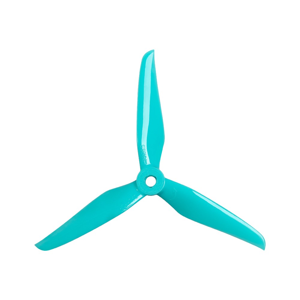 Dalprop Cyclone T5139.5 5.1-inch tri-blade freestyle FPV propeller in teal with 5mm center hub