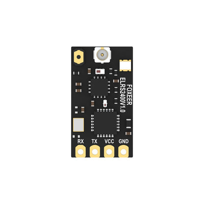 Foxeer ELRS 2.4G receiver board with U.FL antenna connector and RX/TX/VCC/GND solder pads