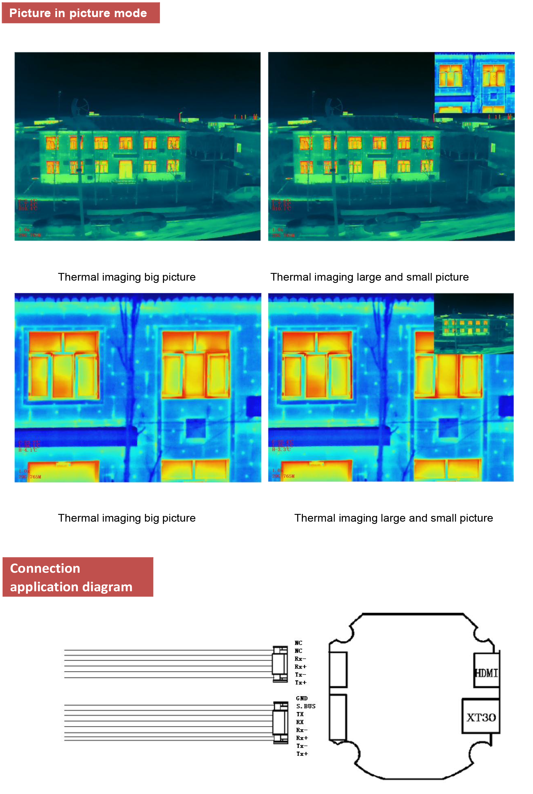 TOPOTEK KHPA60950 Dual Thermal Imaging Gimbal, Seamless imaging with picture-in-picture mode, VGA output, and HDMI connectivity.