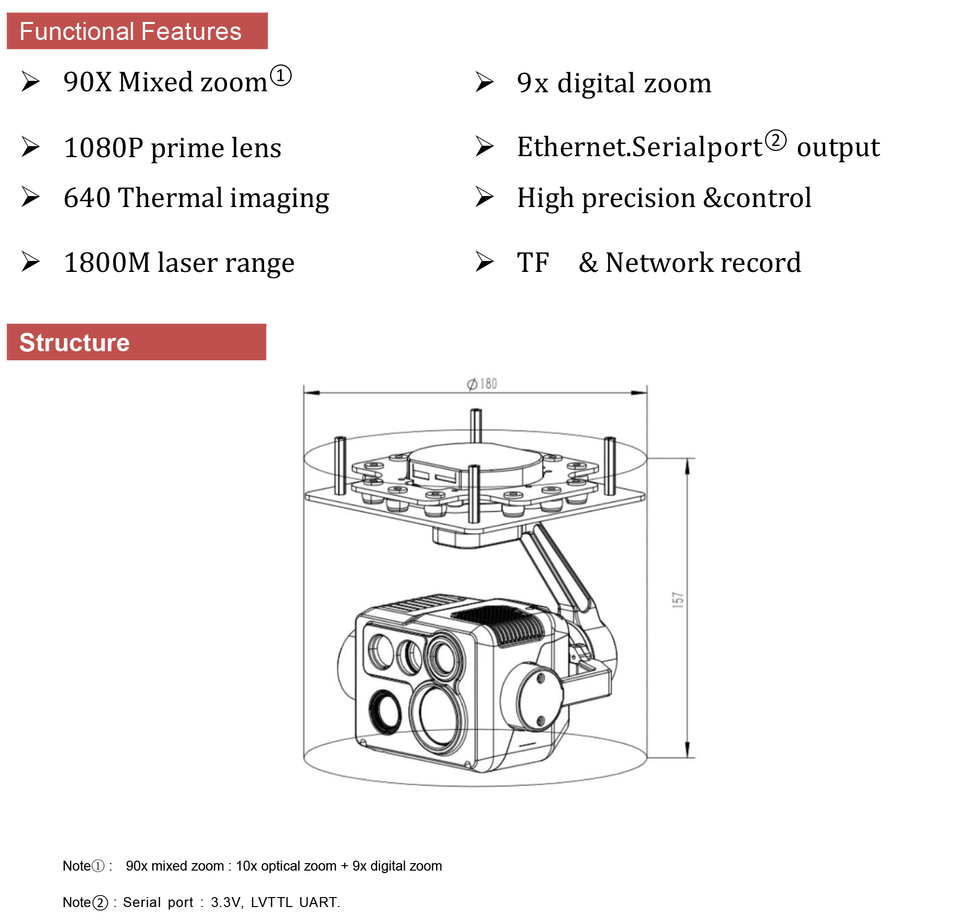 TOPOTEK KIT10C 4-Light Drone Gimbal, Advanced drone gimbal with thermal imaging and long-range capabilities for flexible aerial photography.
