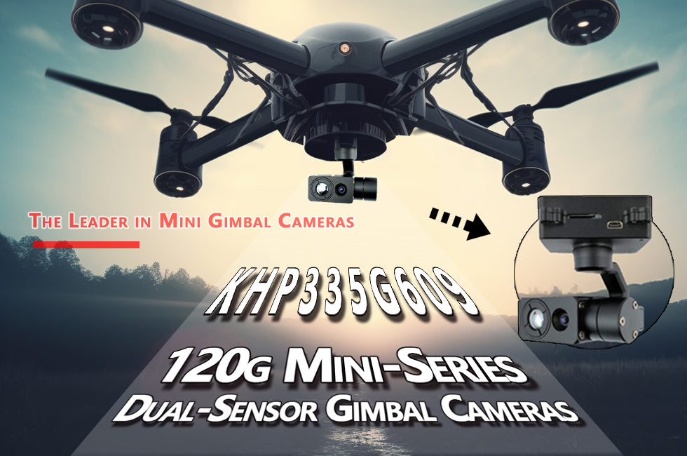 TOPOTEK KHP335G609 Dual Light Drone Gimbal, Compact gimbal camera with dual sensors: visible light and thermal imaging.