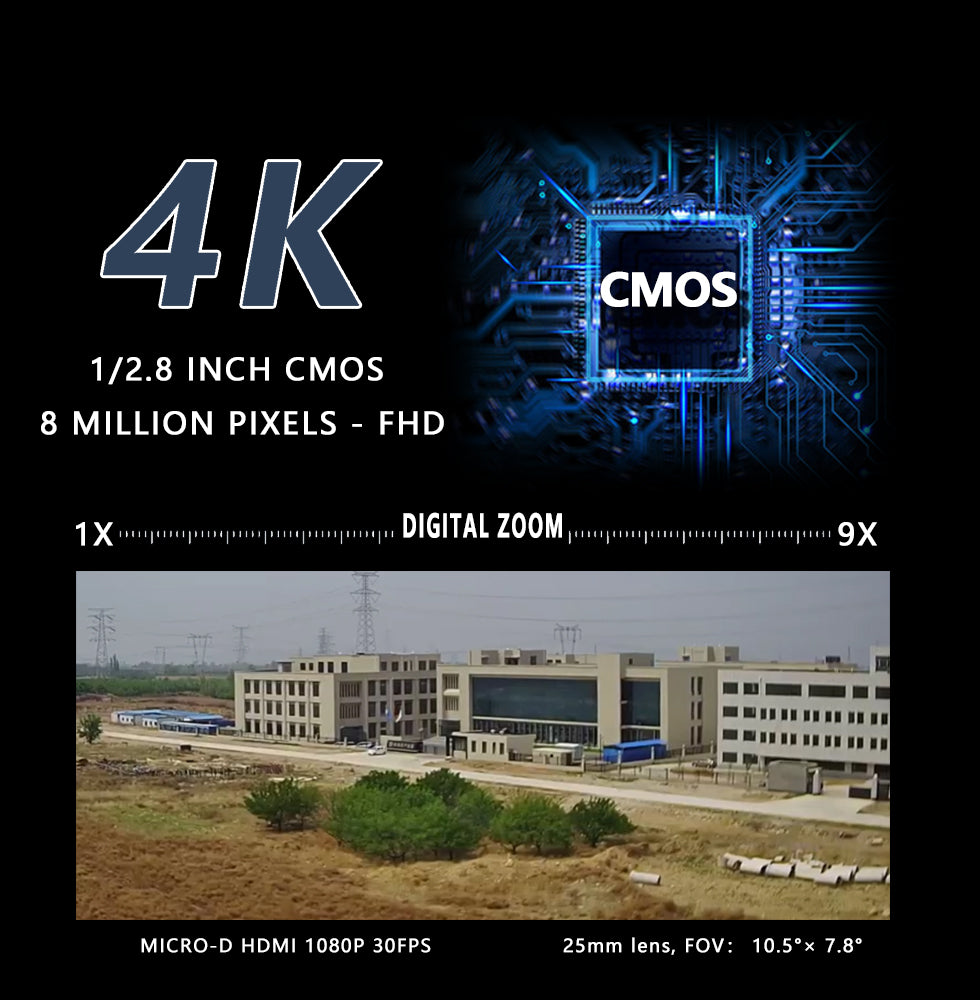 TOPOTEK KHP415 Gimbal camera - 4K 8MP HD 7X Digital Zoom HD Camera With 3-Axis Stabilized Gimbal for UAV Drone 6 TOPOTEK KHP415 Gimbal, High-definition camera captures HD video at 1080p, 30fps with 9x digital zoom and 25mm lens.