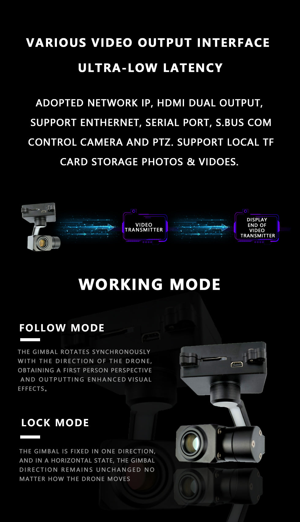 TOPOTEK KHP415 Gimbal camera - 4K 8MP HD 7X Digital Zoom HD Camera With 3-Axis Stabilized Gimbal for UAV Drone 7 TOPOTEK KHP415 Gimbal, High-performance camera for drones with 4K resolution, stabilization, and multiple output interfaces.
