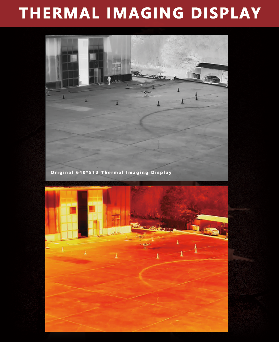 TOPOTEK KHY10G619 Dual Light Drone Gimbal, Original thermal imaging display with a resolution of 640x512 pixels.