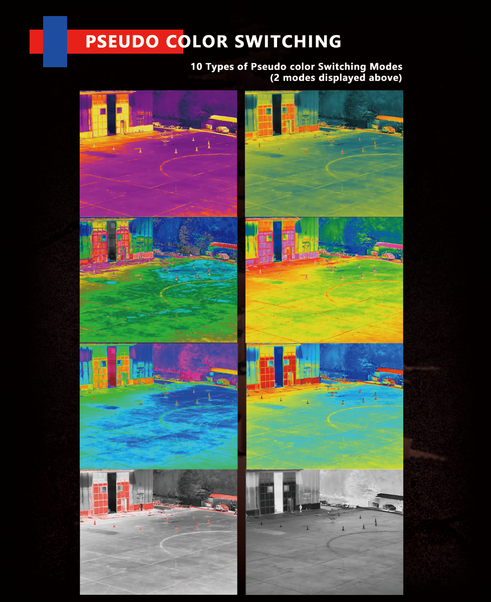 TOPOTEK KHY10G613 Dual Light Drone Gimbal, Features pseudo-color switching with 10 types of modes, offering flexible display options.