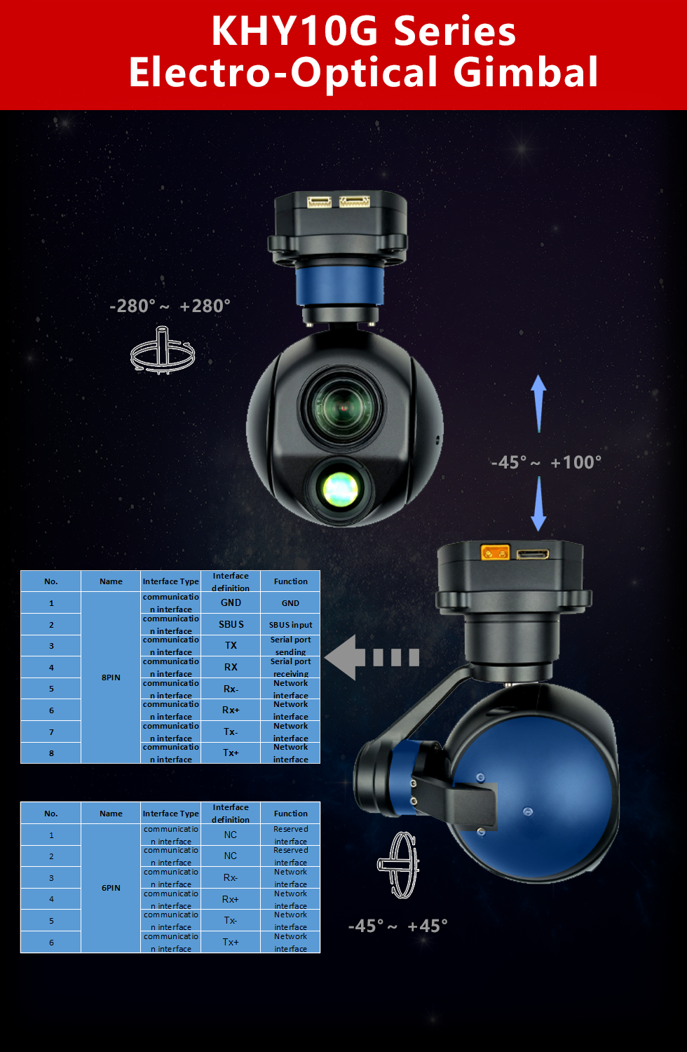 TOPOTEK KHY10G613 Dual Light Drone Gimbal, Drone gimbal features stabilized PTZ cameras with EO and IR thermal options for advanced surveillance.