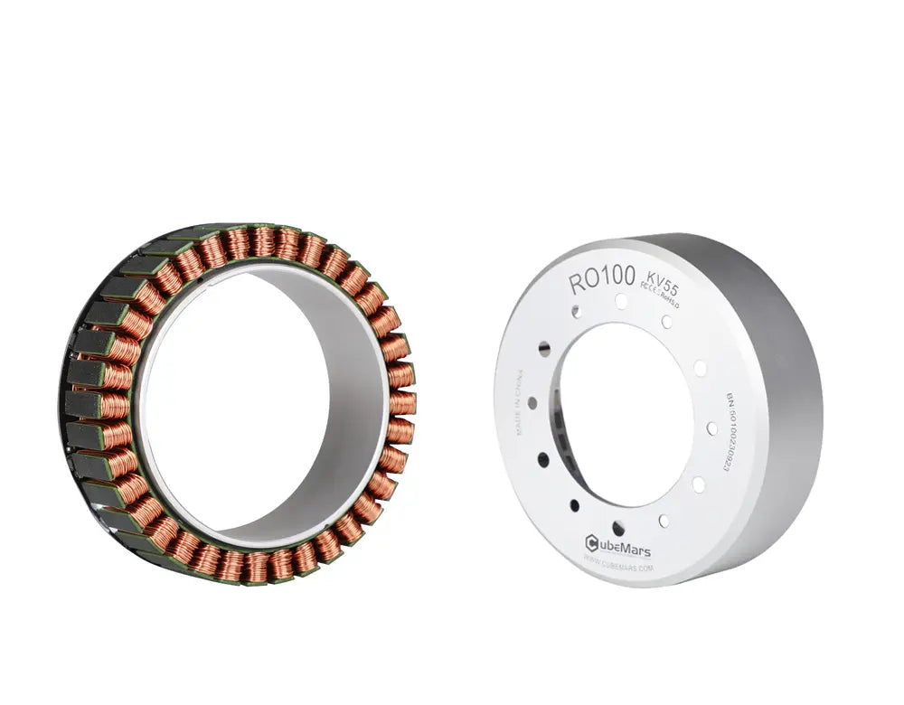 CubeMars RO100 KV55 Frameless Outrunner Torque Motor 48V 4Nm Rated Torque With Hall & Temp Sensors for Cobot Arm & Robotics
