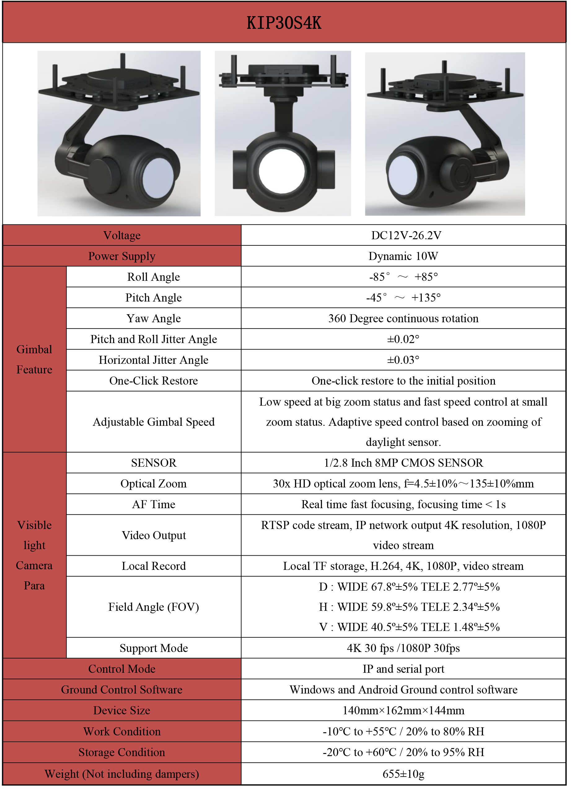 TOPOTEK KIP30S4K Drone Camera Gimbal - 30x Optical Zoom 4K Video Camera + 3-Axis Stabilization Network IP Gimbal 5 TOPOTEK KIP30S4K Drone Camera Gimbal, Professional-grade drone camera with 30x optical zoom, 4K video, and 3-axis stabilization for smooth footage.