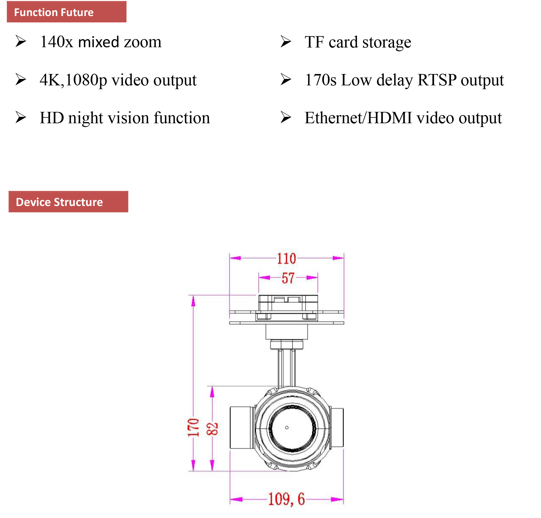TOPOTEK KHP20S78 Gimbal Camera - 20x Optical Zoom + Starlight Night Vision Camera with 3-Axis Gimbal With Ethernet/HDMI Output for UAV Drone 4 TOPOTEK KHP20S78 Gimbal, Stabilized camera platform with Ethernet/HDMI output for drone integration, featuring a 3-axis gimbal.