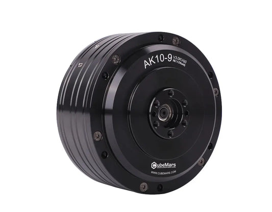 CubeMars AK10-9 V3.0 actuator delivers 53Nm torque, KV60, dual encoder, and 48V FOC control.