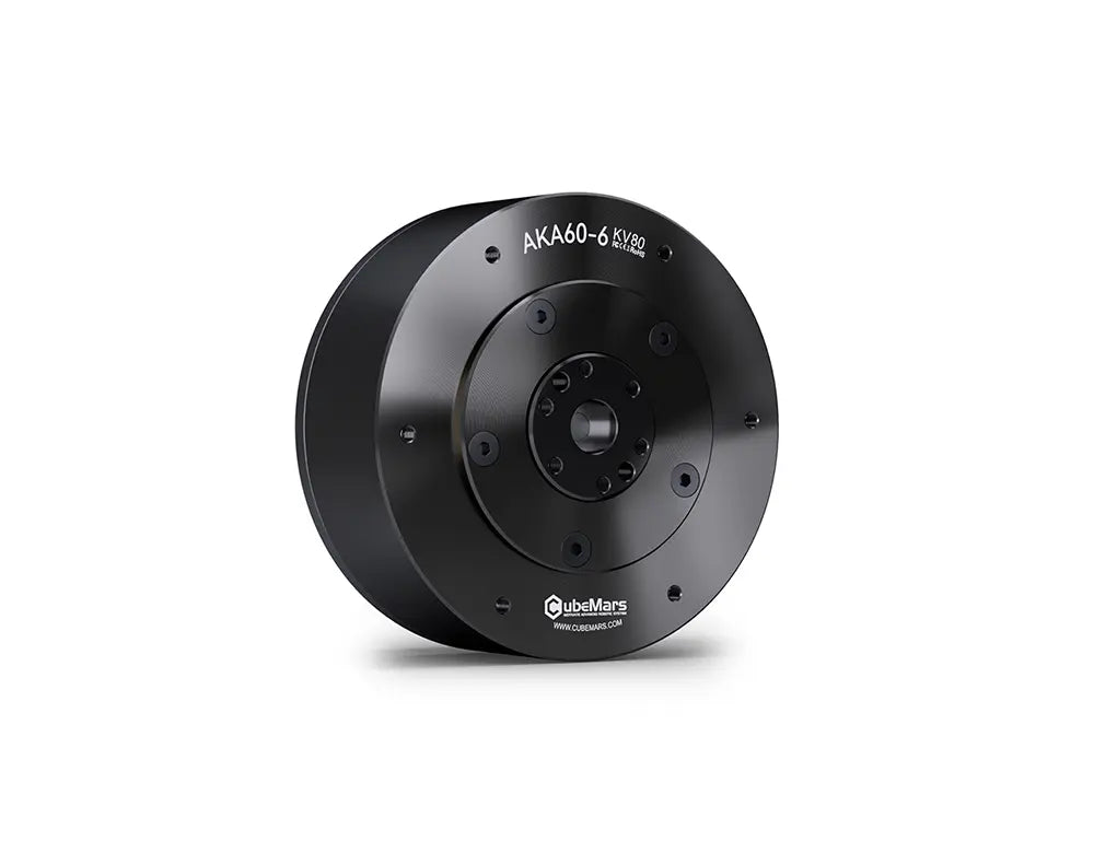 CubeMars AKA60-6 KV80 robotic actuator for AGVs and wheeled robots provides 3Nm torque and 18kg radial load capacity.
