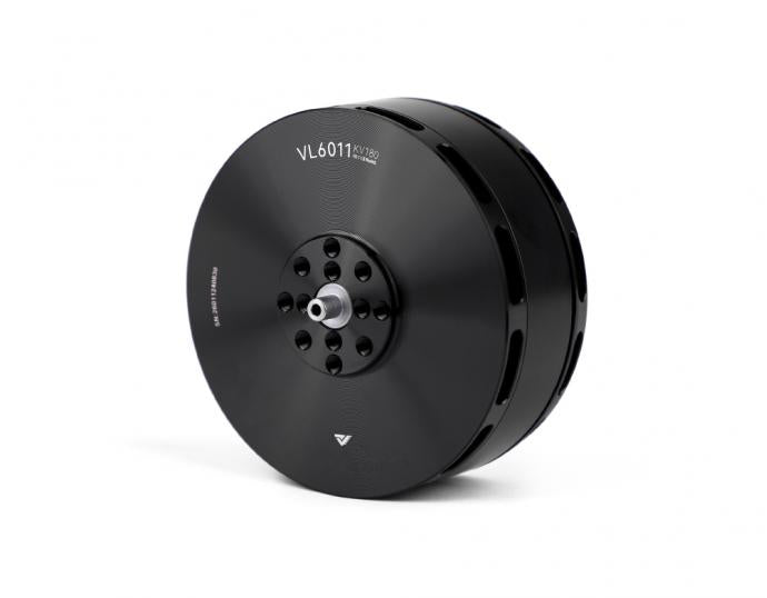 T-Motor VL6011 KV180 brushless motor with black round housing, central shaft, and multi-hole mounting hub