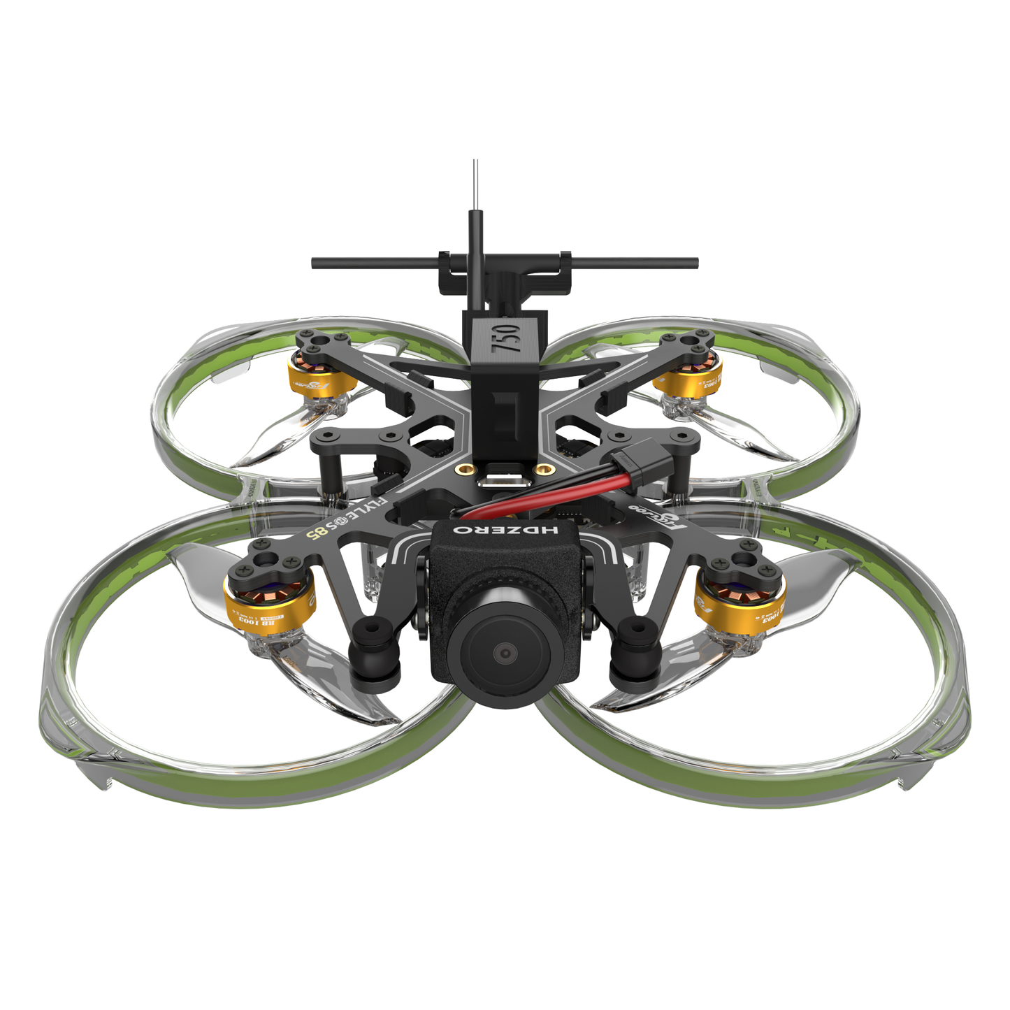 Flywoo FlyLens 85 HD HDZero whoop FPV drone with ducted prop guards, HDZero camera, and top antenna