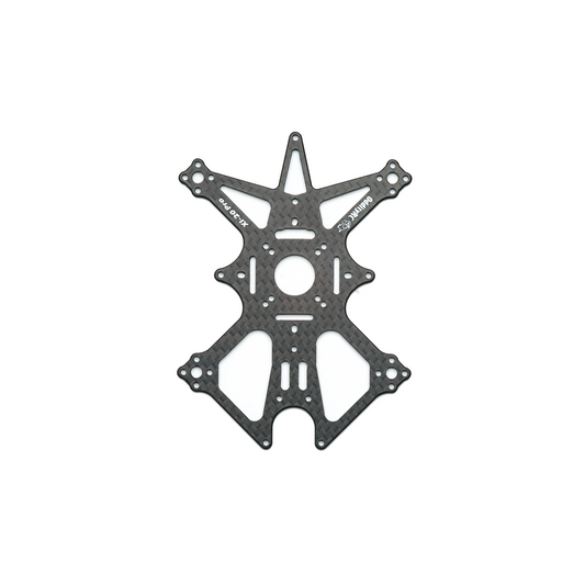 OddityRC XI20 Pro carbon fiber main frame plate with center cutouts and motor mount holes
