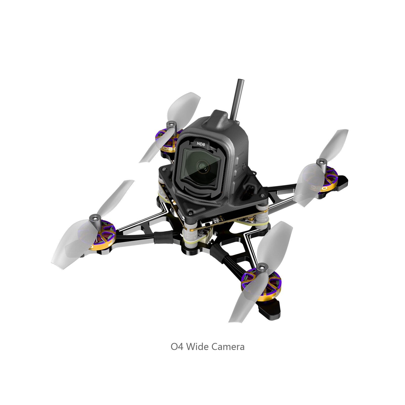 Flywoo Firefly18 Nano Baby V3 tiny quadcopter with DJI O4 wide camera, four-blade props, and top antenna