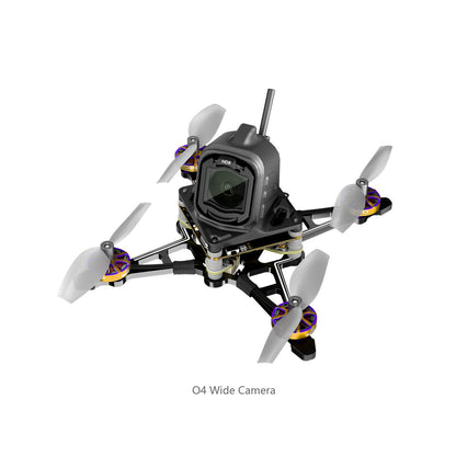 Flywoo Firefly18 Nano Baby V3 tiny quadcopter with DJI O4 wide camera, four-blade props, and top antenna