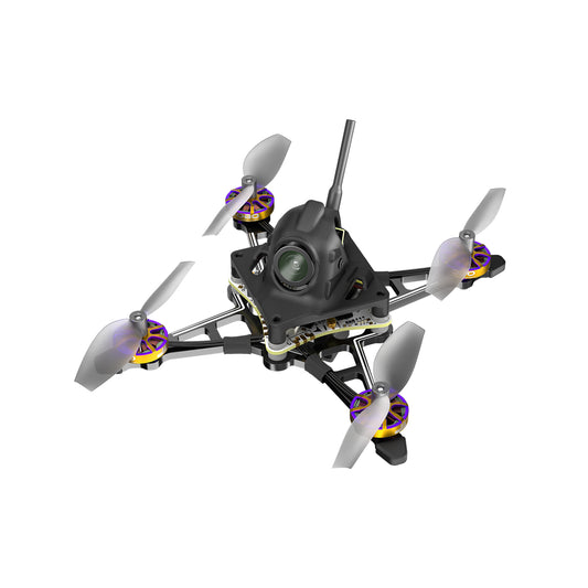Firefly Nano Baby V3 1S analog micro quadcopter with FPV camera, four props, and rear antenna