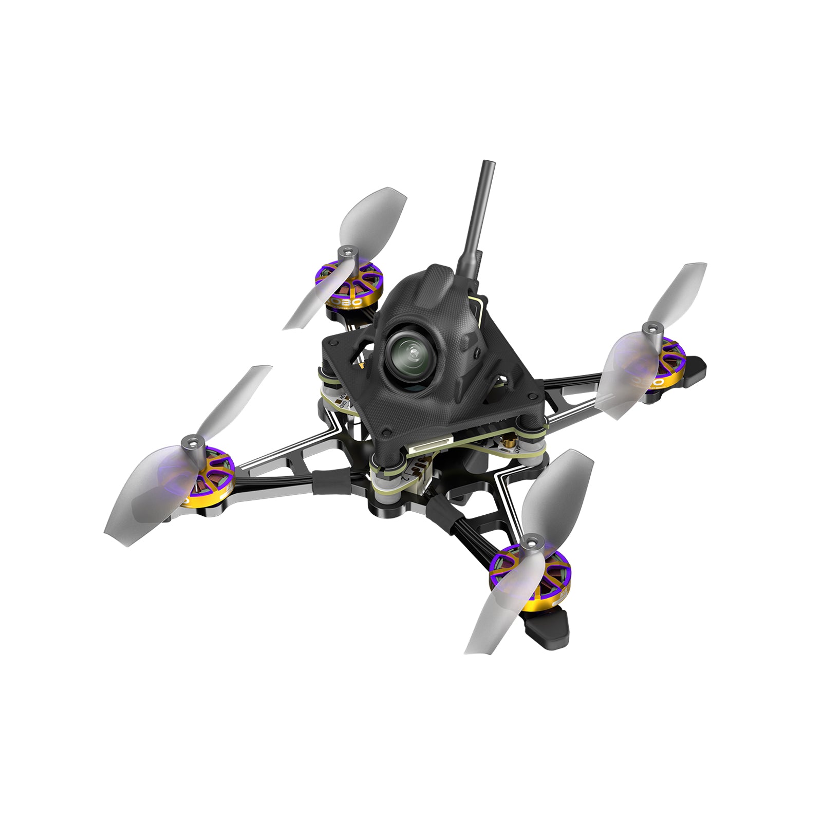 Firefly 16/18 1S Nano Baby V3 HDZero Tiny Drone, Firefly Nano Baby V3 HDZero tiny FPV drone with four propellers, front camera module, and rear antenna