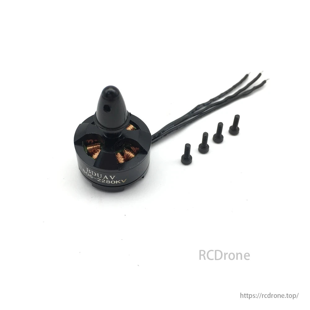 1806 2280KV CW/CCW 2-3S Brushless Motor, Motor caps available in CW and CCW variants, suitable for symmetrical quadcopter builds with matched prop rotation.