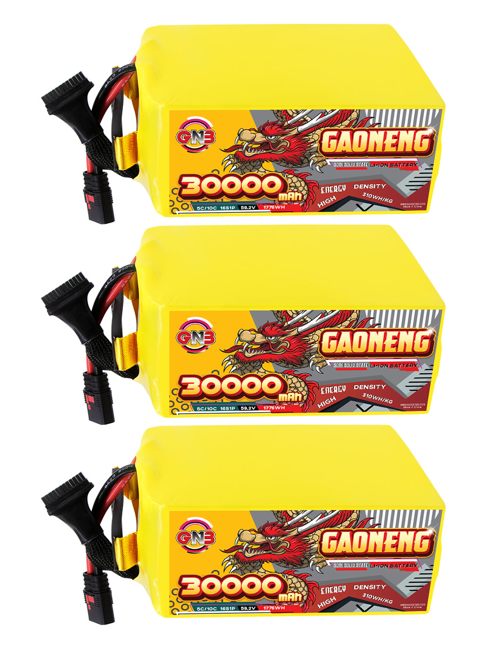 GAONENG GNB 30000mah 16S 59.2V 5C QS8 Semi Solid State Li-ion Battery 310WH/kg