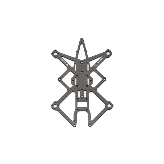 OddityRC XI35 Pro Frame Parts carbon fiber main bottom plate, top-down view with mounting slots