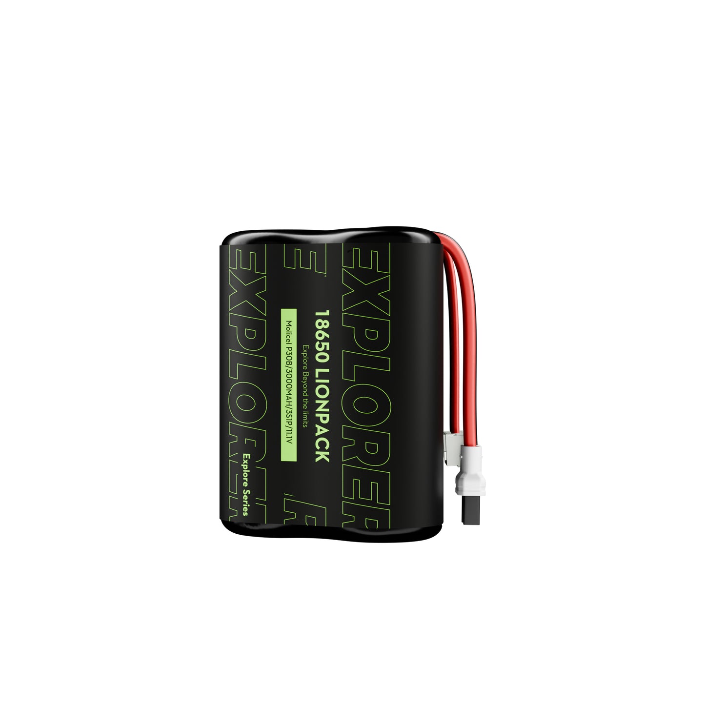 Flywoo Explorer 18650 Li-ion 3S1P battery pack labeled 3000mAh 11.1V with red leads and XT30UP plug