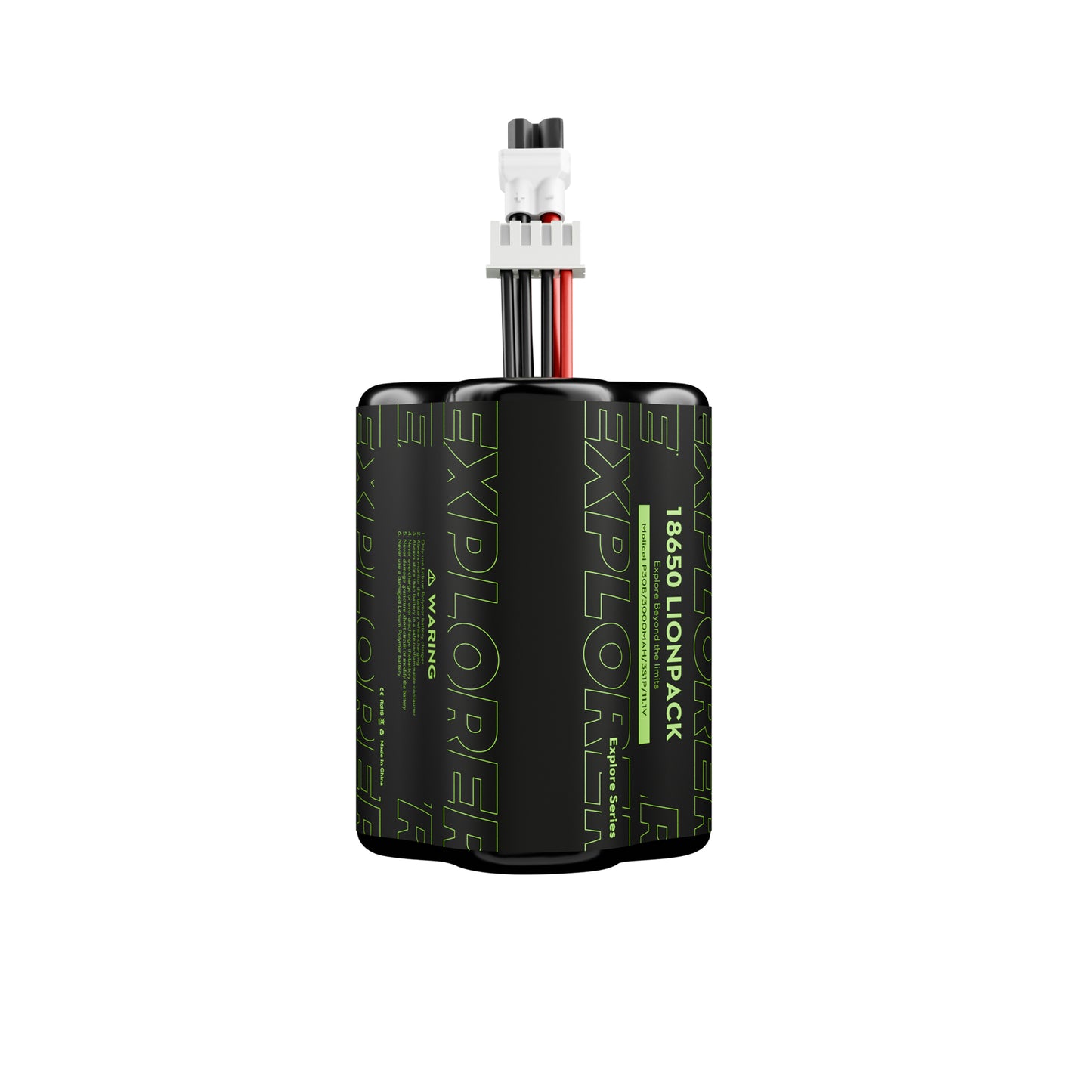 Flywoo Explorer Series 18650 Li-ion battery pack in black wrap with balance lead and connector